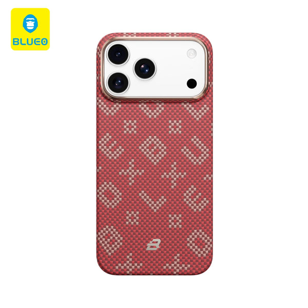 Blueo Gilded Tactile Wowen iPhone 17 Pro Max Uyumlu MagSafe Özellikli Red Aramid Fiber Magnetic Telefon Kılıfı