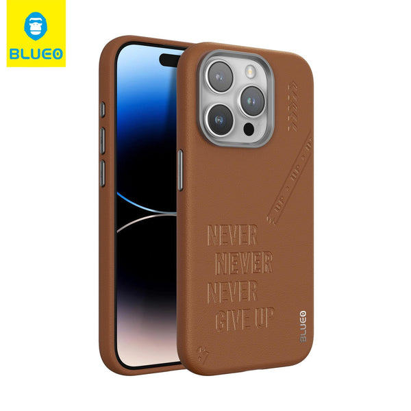 Blueo B Punk Premium Leather iPhone 14 Pro Max PU Deri MagSafe Silikon Kılıf