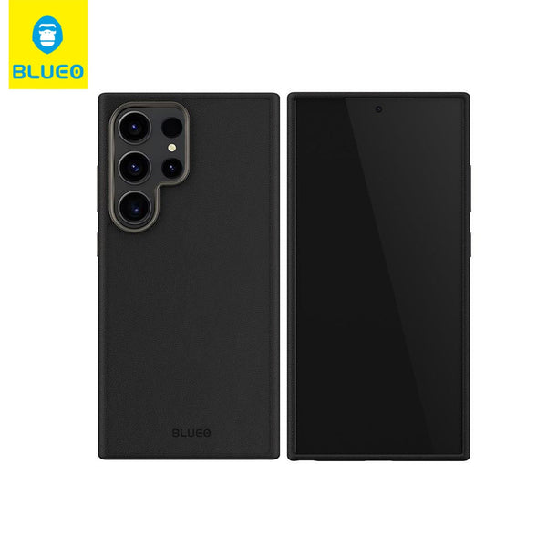 Samsung S24 Ultra Deri Metal Kamera Koruma Çıkıntılı Hava Kanallı BLUEO Kılıf